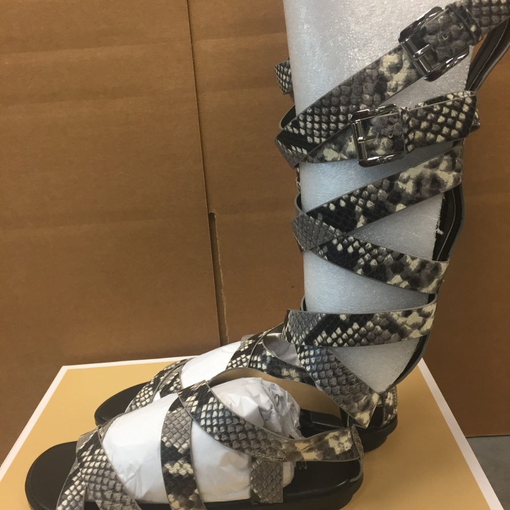 Michael Kors Darby Snakeskin Leather Gladiator San - Picture 3 of 7